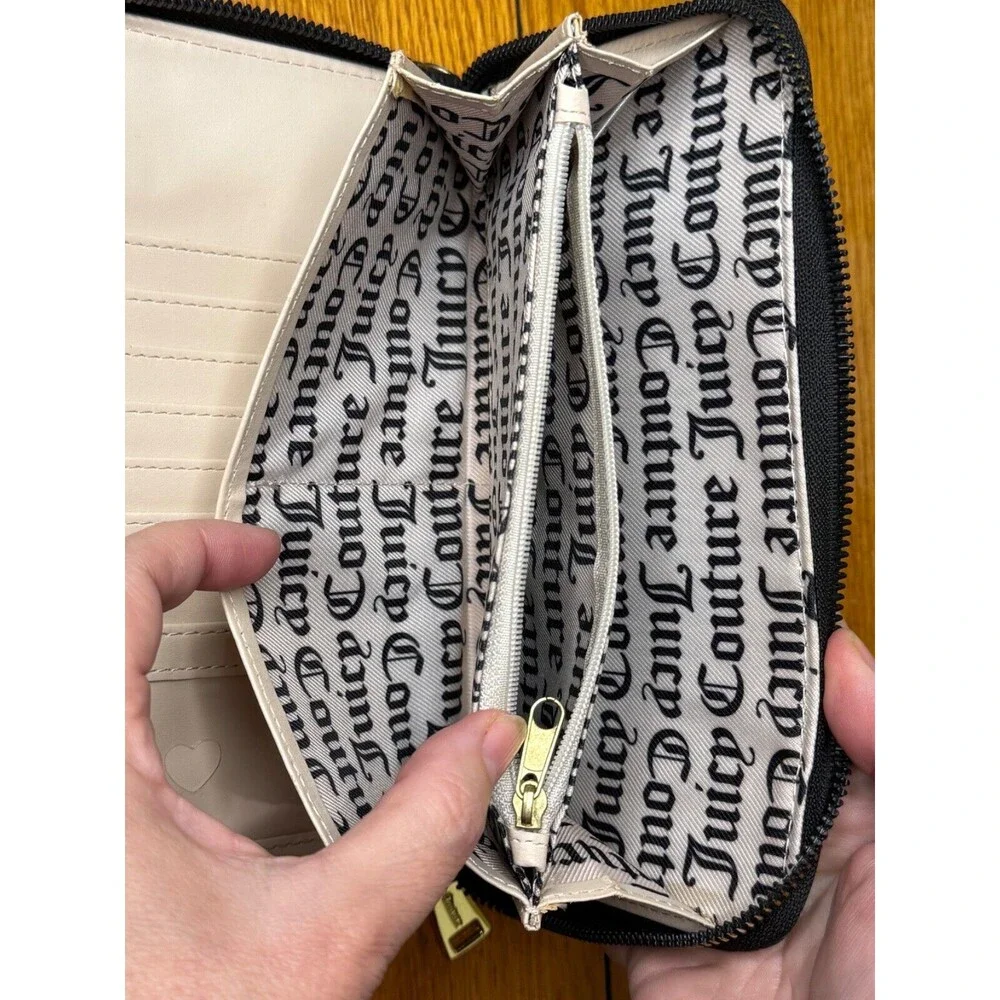 JUICY COUTURE Love Me Not Black Zip-Around Wallet Wristlet
